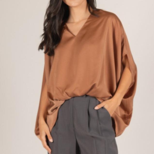 Satin V-Neck Top
