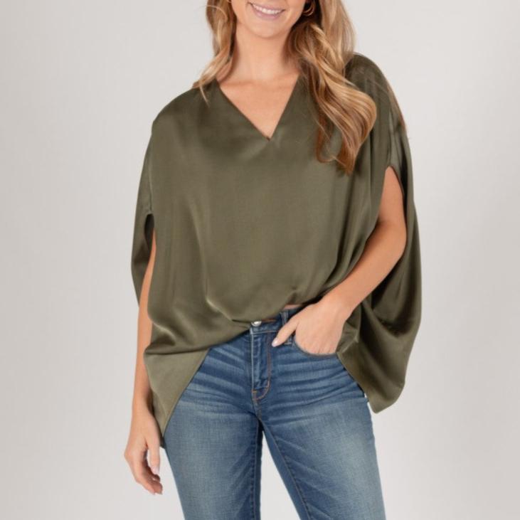 Satin V-Neck Top