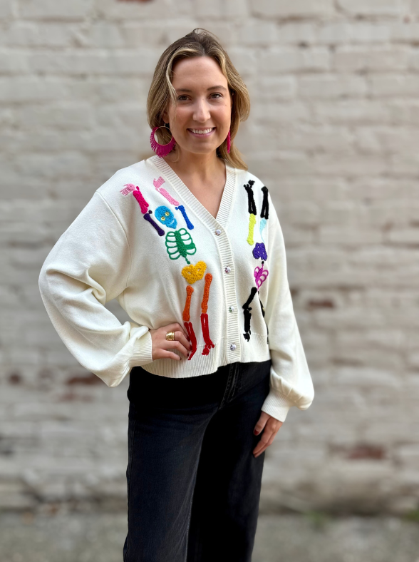 QOS Rainbow Skeleton Cardigan