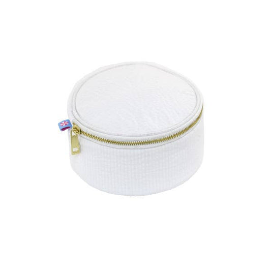 Mint Seersucker Button Bag