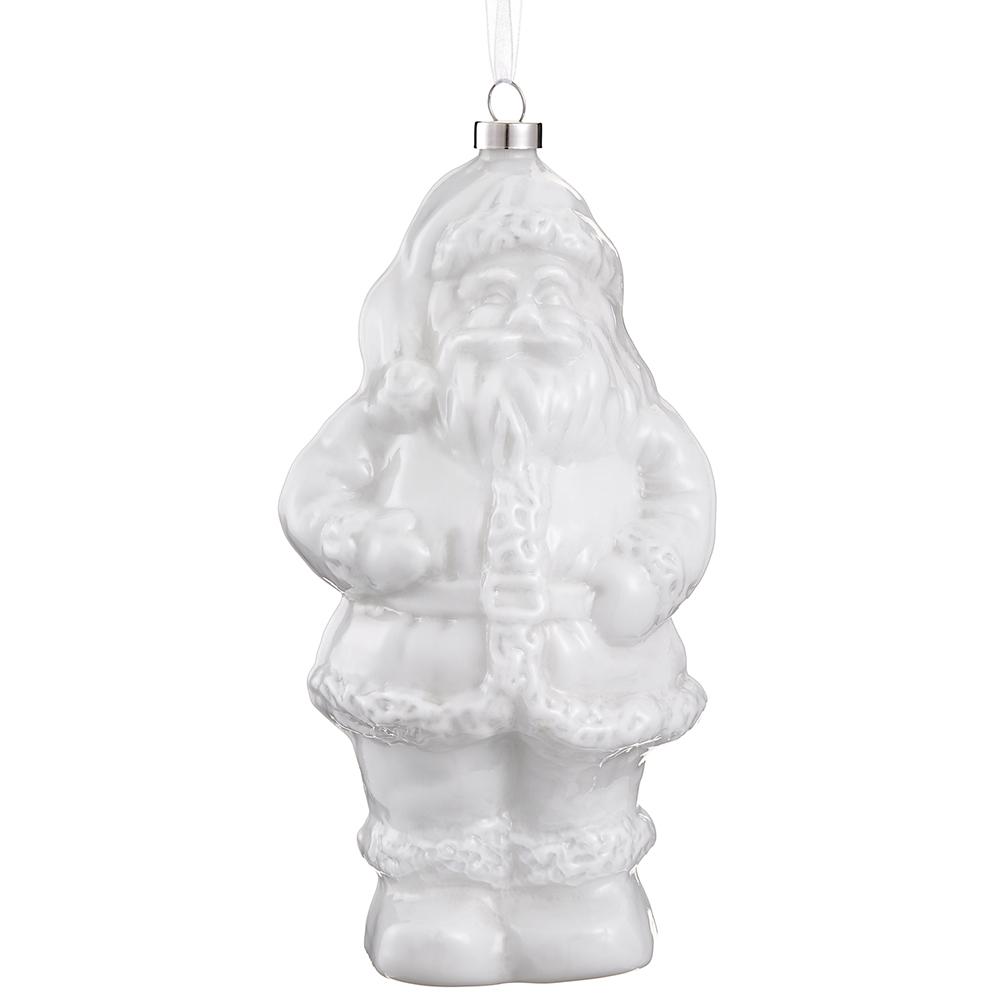White Glass Santa Claus Ornament