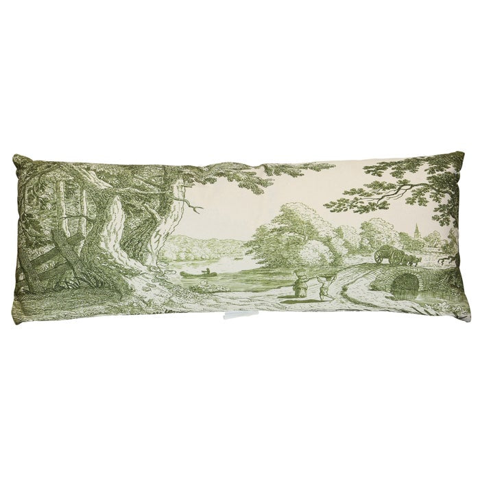 Dann Foley Green Toile Designer Lumbar Pillow