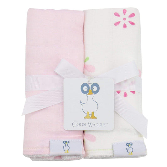Goose Waddle Flowers and Pink 2 pack Burp Cloth