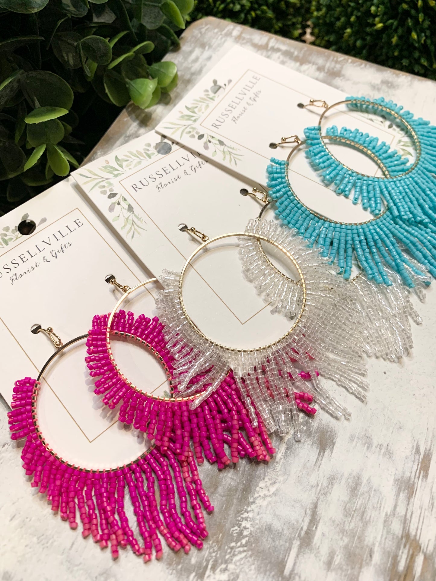 Beaded Fringe Hoops