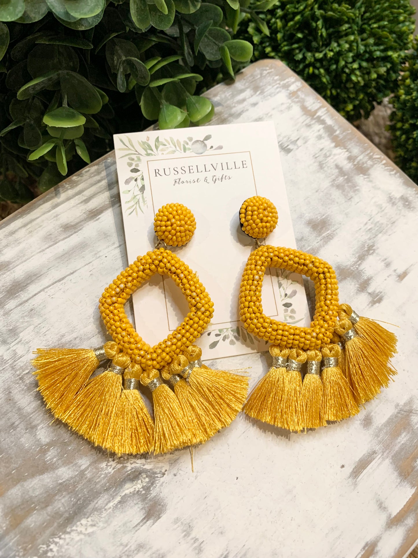 School Spirit Beaded Tassel Earrings