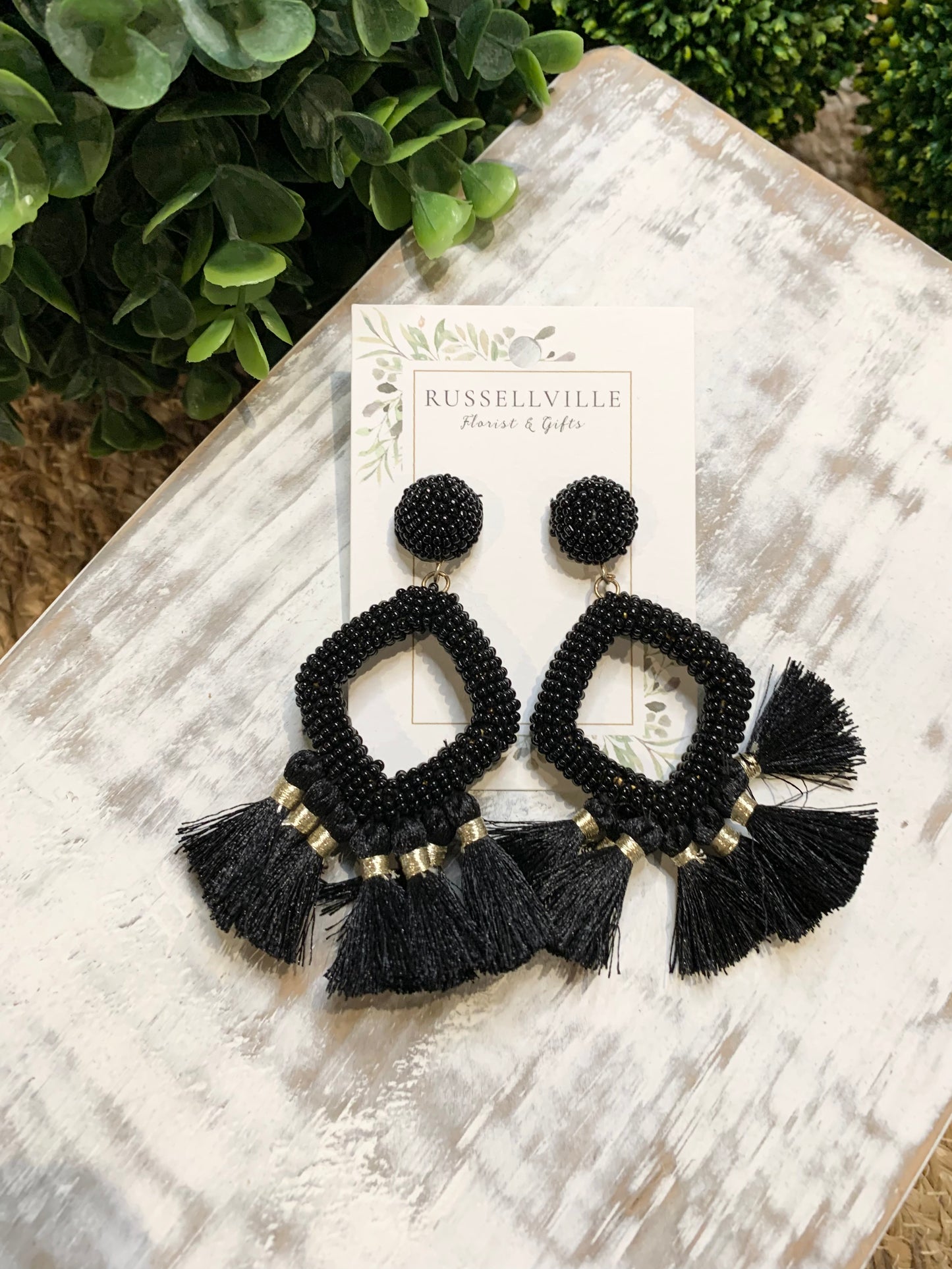 School Spirit Beaded Tassel Earrings