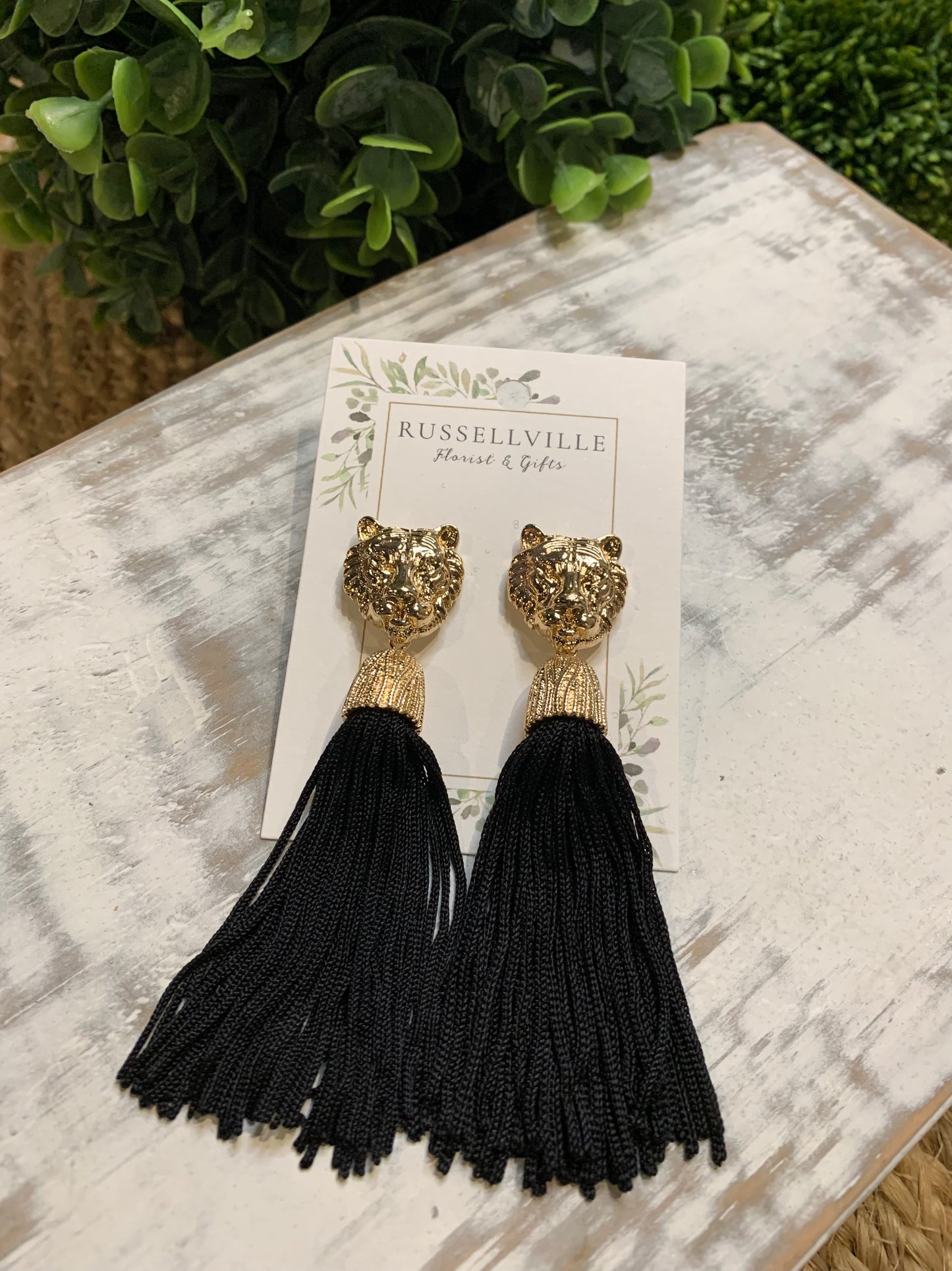 Golden Tiger Tassel Earrings
