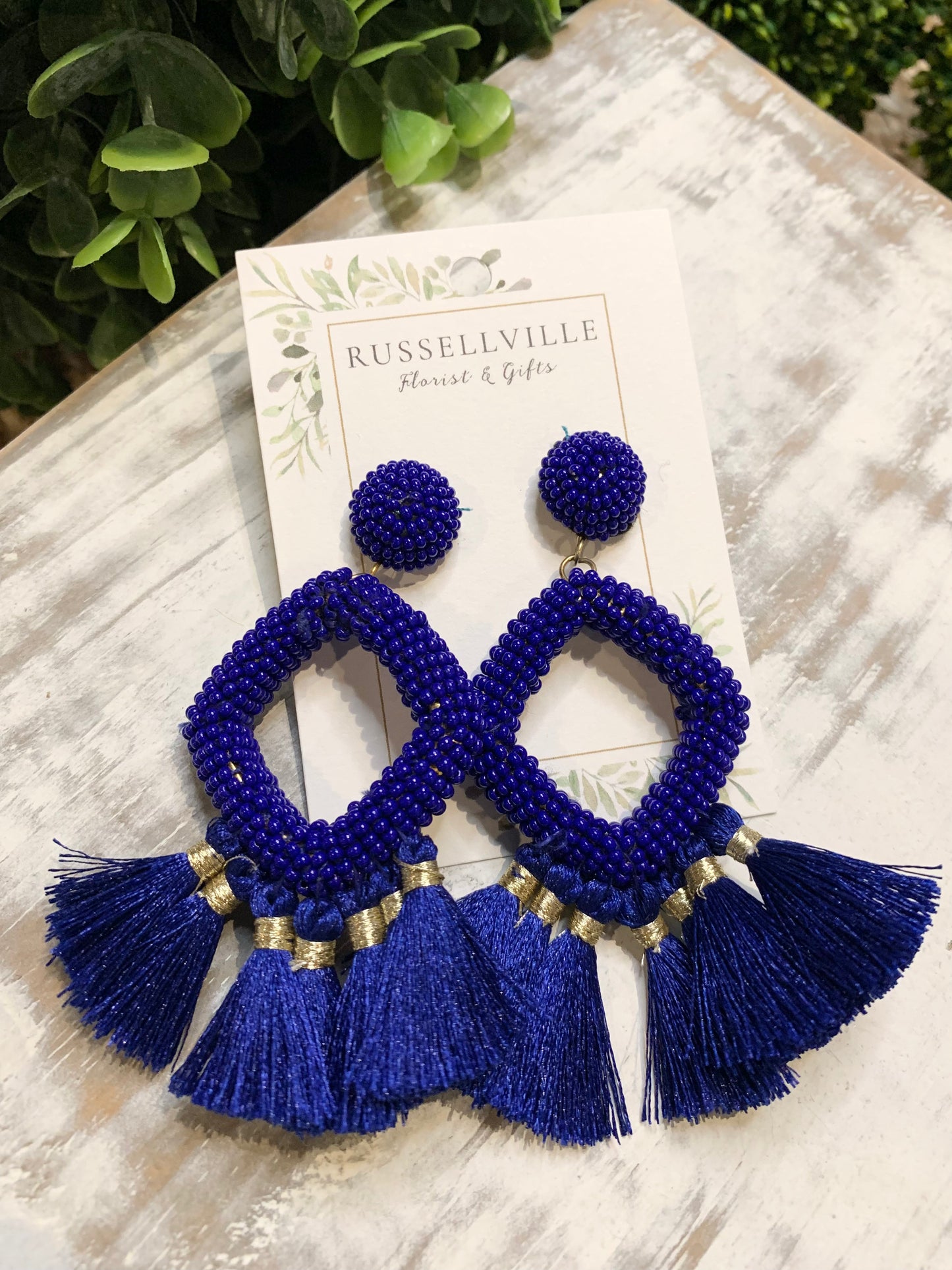 School Spirit Beaded Tassel Earrings