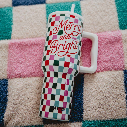 KATYDID Merry & Bright Checkered Tumbler