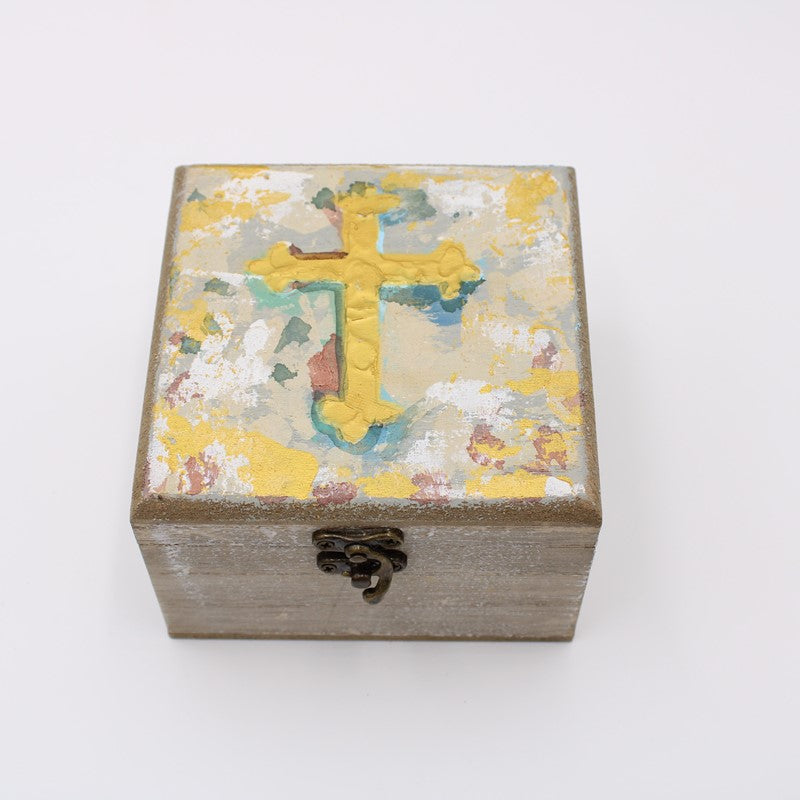 Handpainted Wooden Cross Box