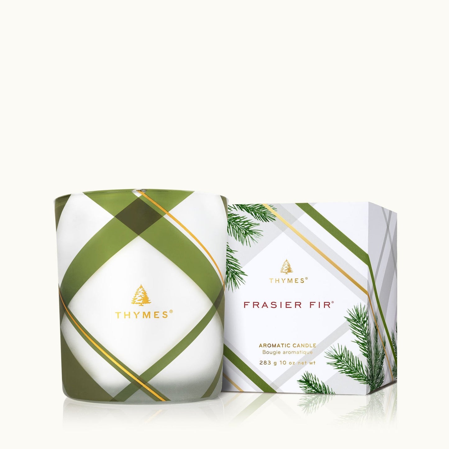 Thymes Fraiser Frosted Plaid Candle