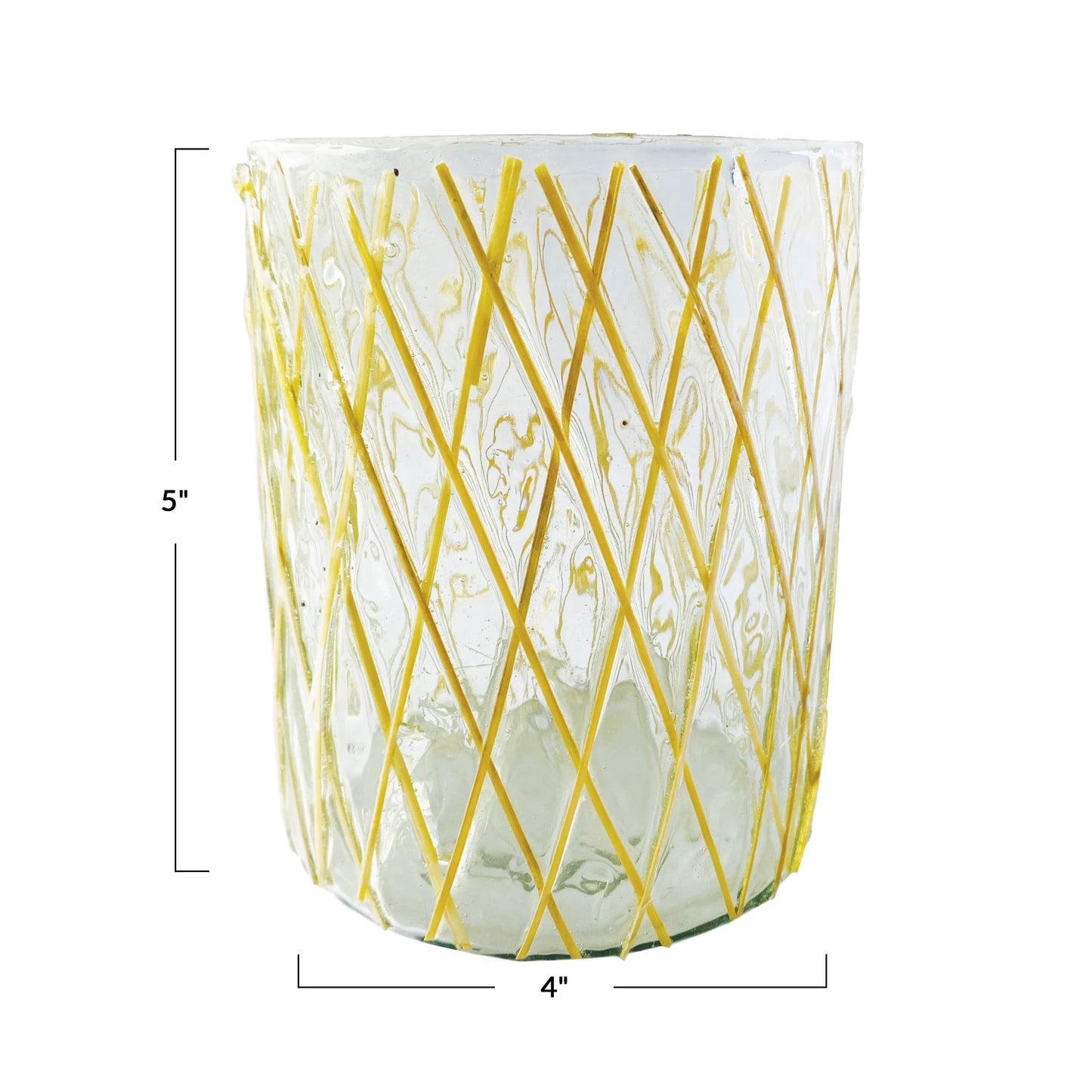 Recycled Glass and Rattan Candle Holder