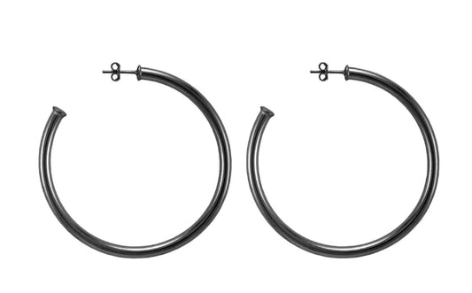 Sheila Fajl Small Everybody’s Favorite Hoops Brushed Gun Metal Plated