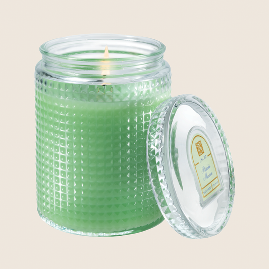 Aromatique Pistachio Macaron Textured Glass Candle with Lid