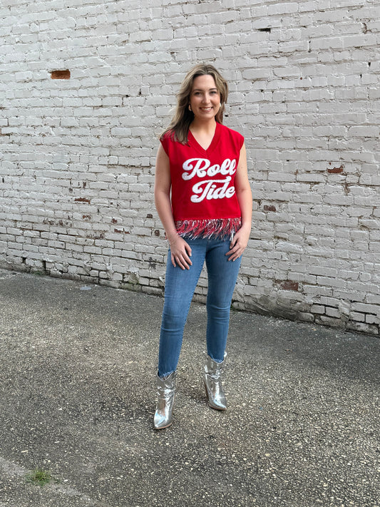 QOS Roll Tide Feather Bottom Sweater Tank