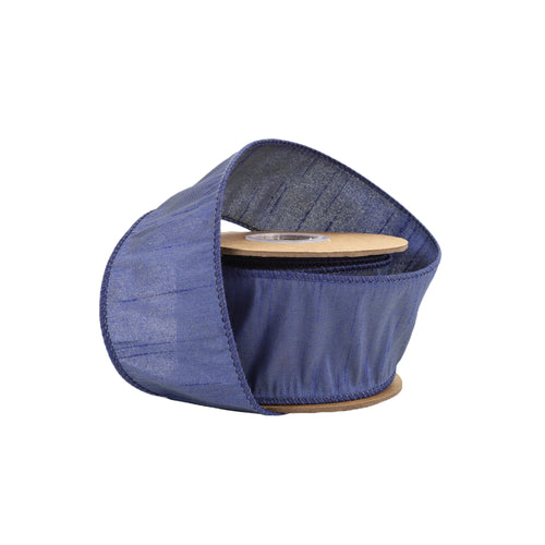 Navy Blue Wired Dupioni Ribbon 2.5"-10yd