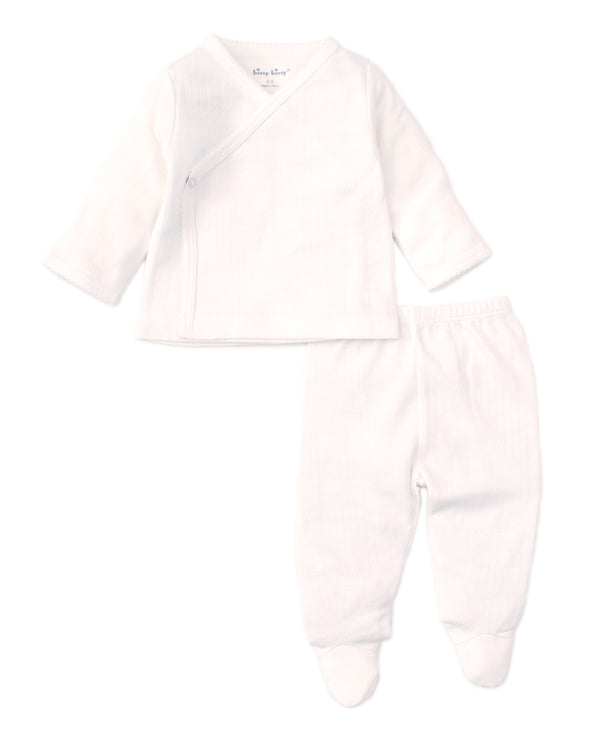 Kissy Kissy Pointelle Cross Tee and Pant Set/White