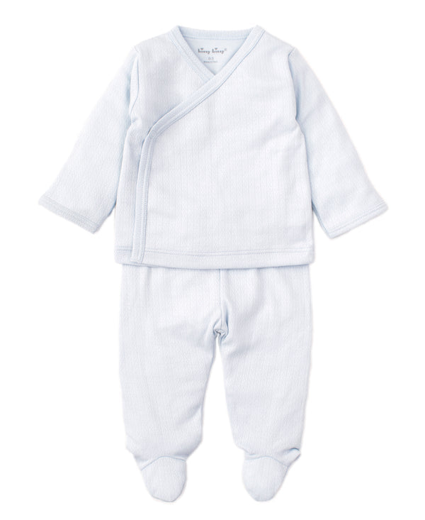 Kissy Kissy Pointelle Cross Tee and Pant Set/Blue