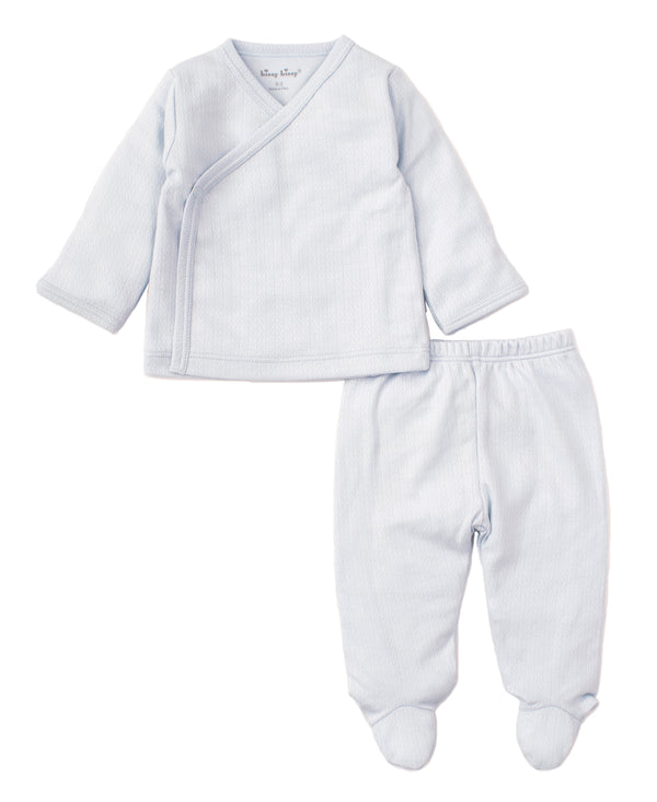 Kissy Kissy Pointelle Cross Tee and Pant Set/Blue