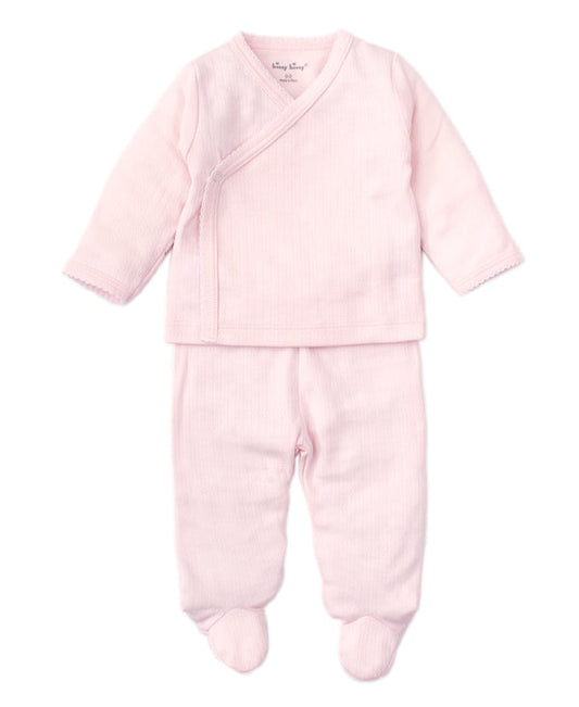 Kissy Kissy Pointelle Cross Tee and Pant Set/Pink