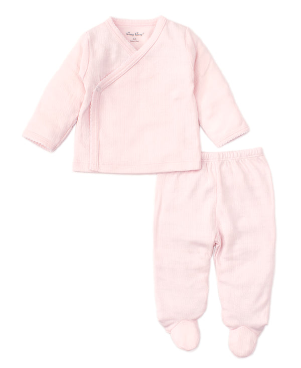 Kissy Kissy Pointelle Cross Tee and Pant Set/Pink