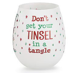 Don't Get Your Tinsel In A Tangle Wine Glass