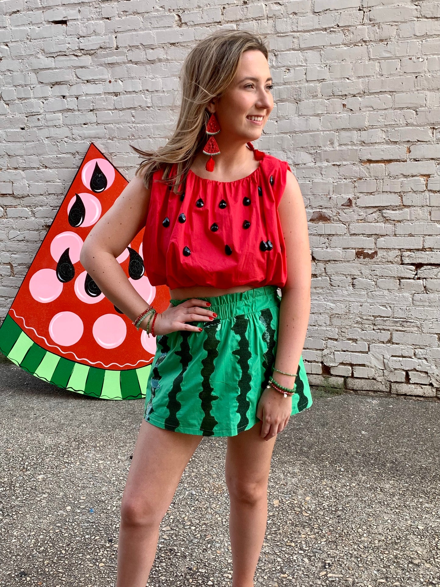QOS Green Watermelon Rind Skort