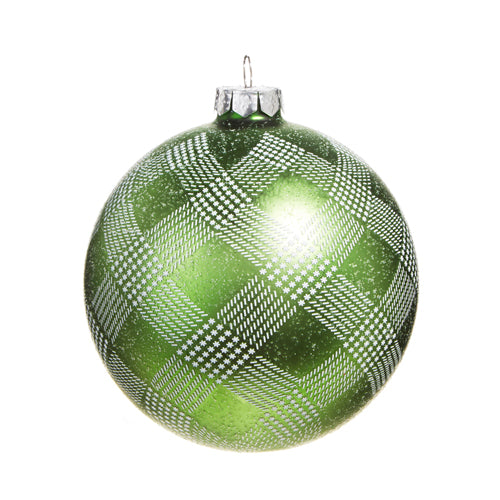 Green Glittered Plaid Ornament