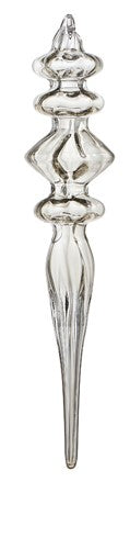 Smoke Grey Blown Glass Finial Ornament