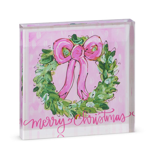 Pink Christmas Acrylic Block