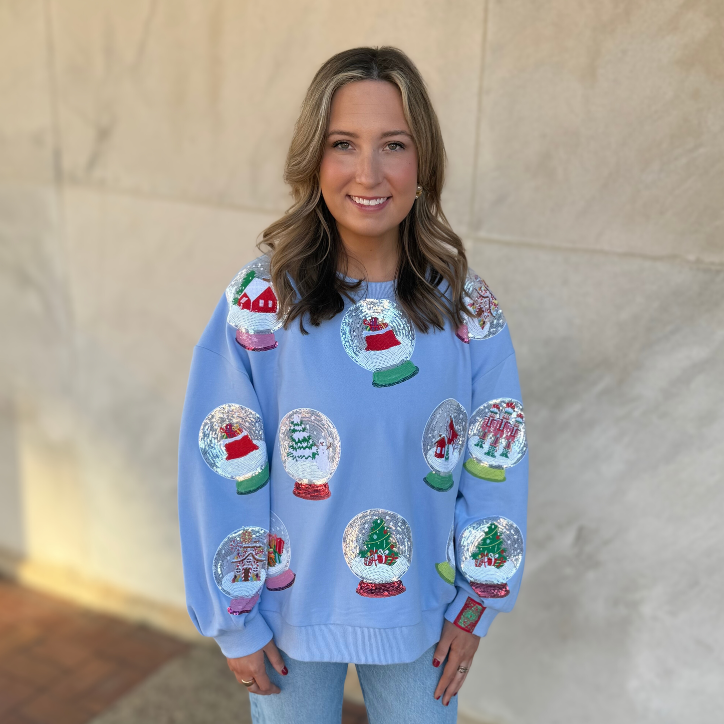QOS Powder Blue Snow Globe Sweatshirt