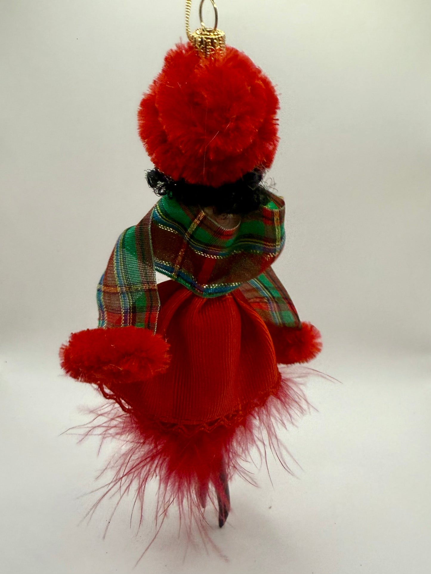 De Carlini Fashion Lady in Red Skirt and Plaid Stole