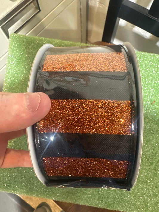 Halloween Glitter Stripe Wide Ribbon
