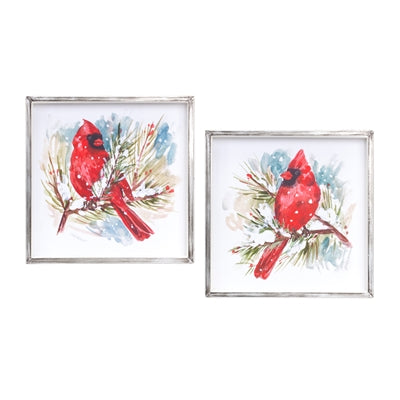 Red Birds on Snowy Pines