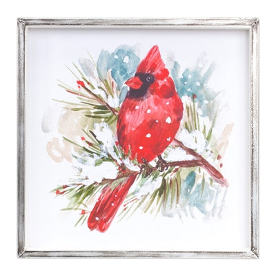 Red Birds on Snowy Pines