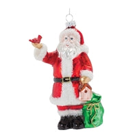 Blown Glass Santa with Red Bird