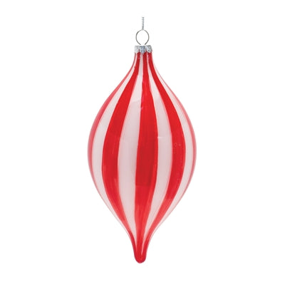 Red & White Stripe Blown Glass Ornament