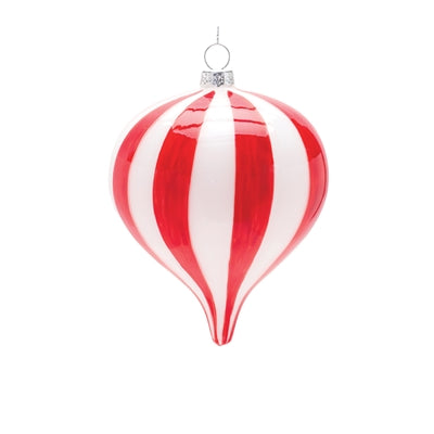 Red & White Stripe Blown Glass Ornament