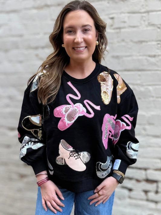 QOS Black Dance Shoes Sweatshirt