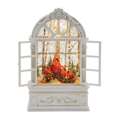 Red Bird Window Snow Globe