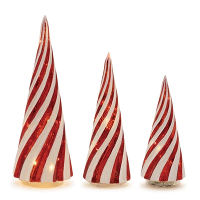 Peppermint Swirl Lighted Trees