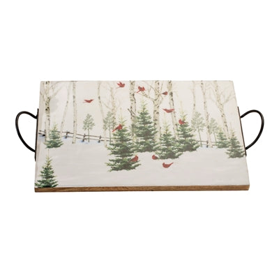 Winter Forest Red Bird Tray