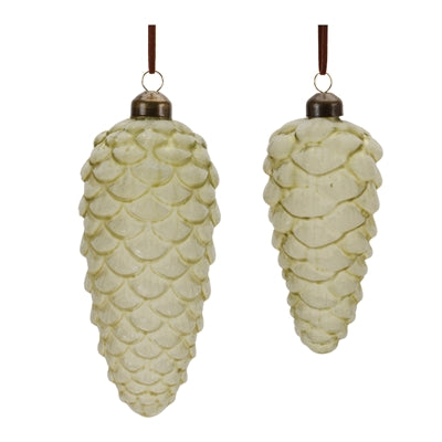 White Frosted Glass Pine Cone