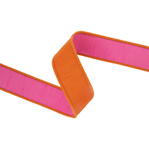 1 1/2" Wired Double Dupioni Hot Pink/Orange
