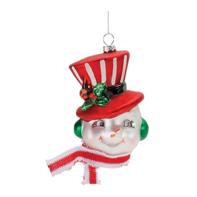 Blown Glass Peppermint Snowman