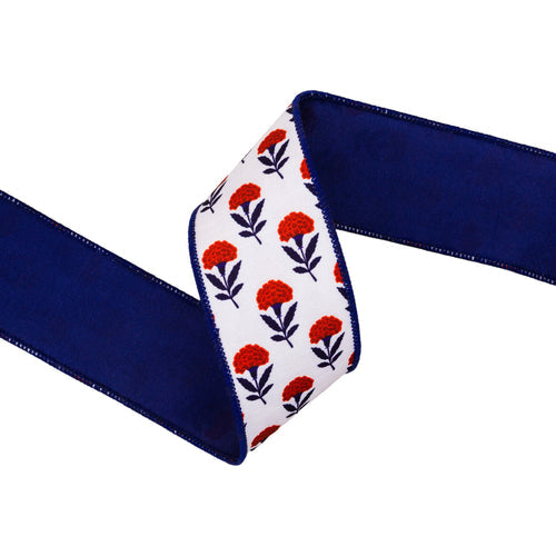 2 1/2" Wired Dupioni RW&B Floral