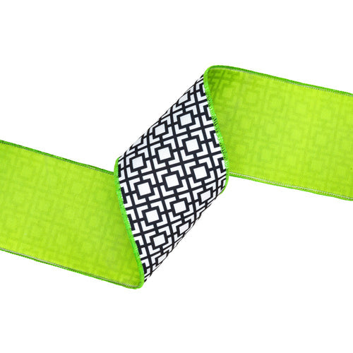 4" Black/White/Lime Breeze Block Wired Dupioni