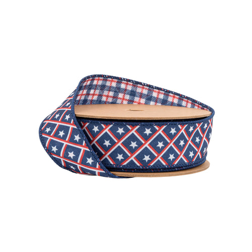 1 1/2" Patriotic Stars Wired Dupioni