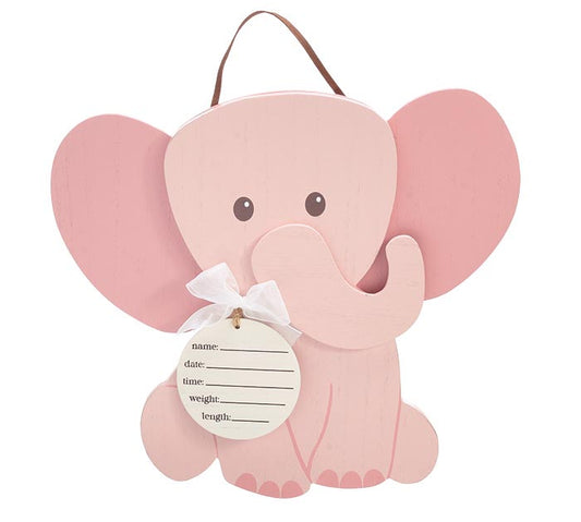 Pink Elephant Baby Door Hanger