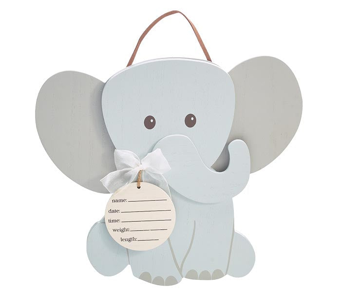 Gray Elephant Baby Door Hanger